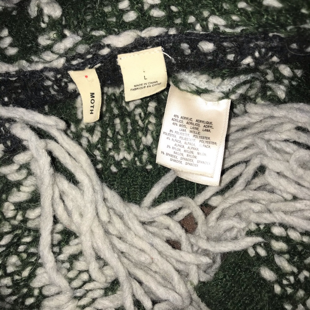 Anthro MOTH Drape Fringe Knit Cardigan Sweater - Picture 5 of 8
